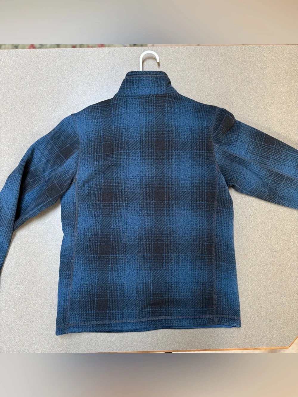The North Face Plaid Fleece Quarter Zip Pullover Blue Black Men’s Small